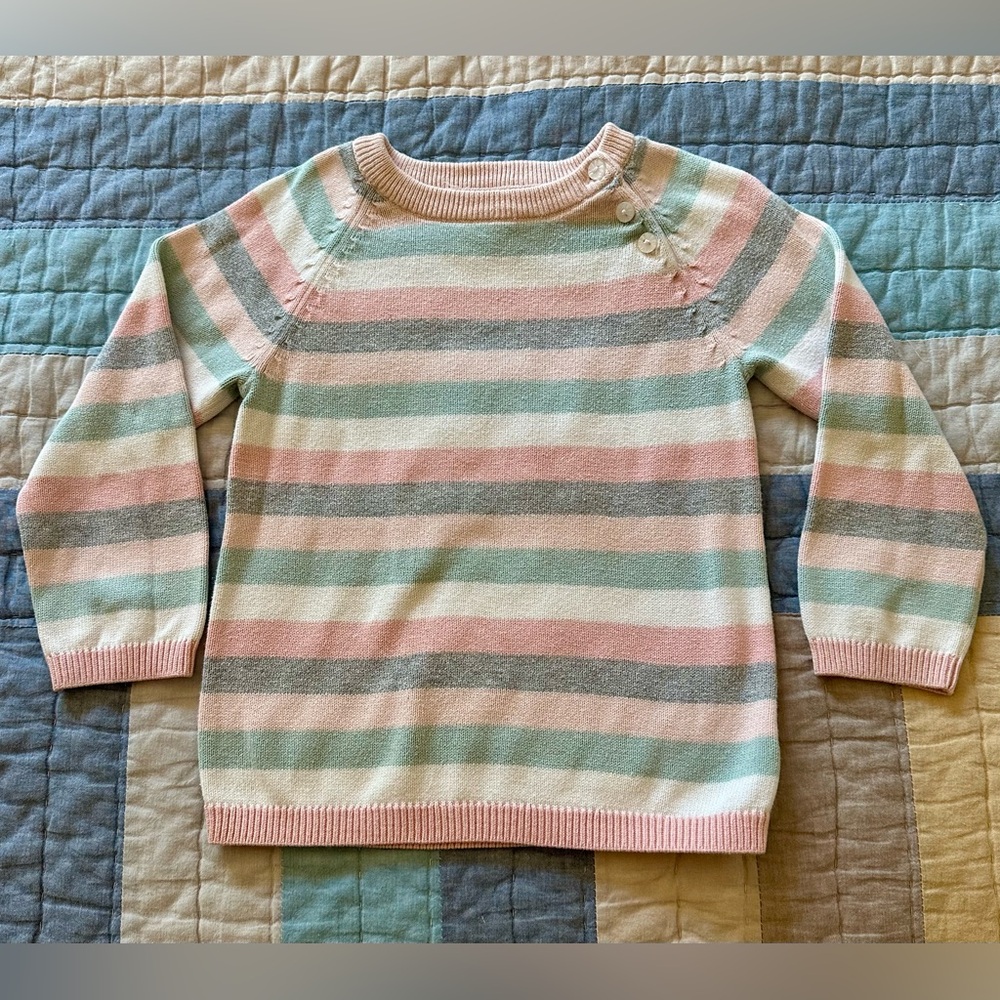 H&M Kids Sweater - Pink, Green, Gray Stripes